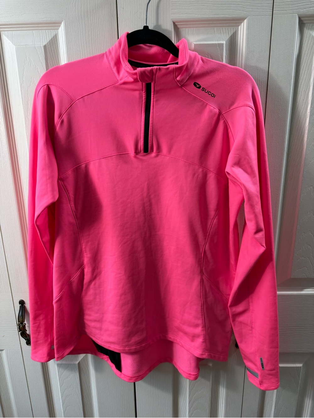 SUGOI MidZero Zip Pink 1/4 Zip Thermal Cycling Running Pullover Top Size XL